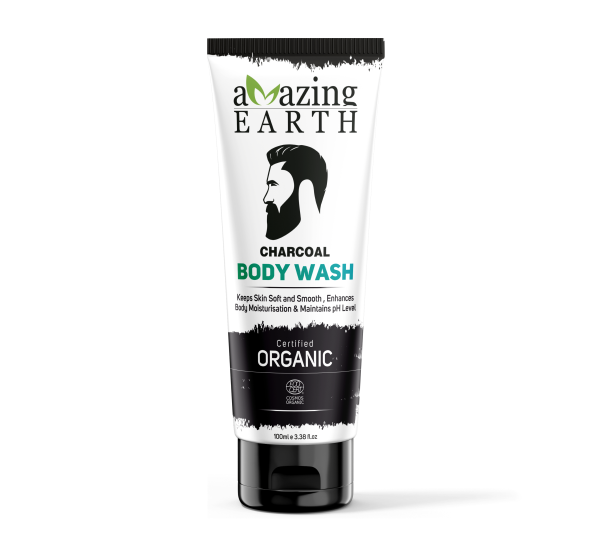 AMAzing EARTH Charcoal Body Wash for Men - Certified Organic Body Wash