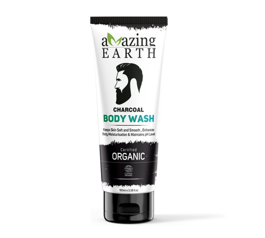 AMAzing EARTH Charcoal Body Wash for Men - Certified Organic Body Wash