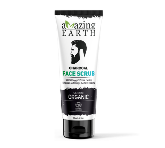 AMAzing EARTH Charcoal Face Scrub for Men - Certified Organic Face Scrub