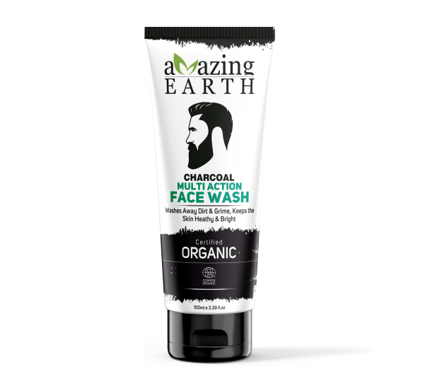 AMAzing EARTH Charcoal Multi-Action Face Wash for Men - Organic Charcoal Face Wash